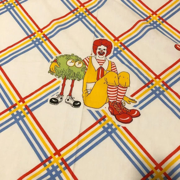 Vintage 1978 McDonalds Flat and Fitted Twin Bed Sheet Ronald McDonald - Picture 4 of 16